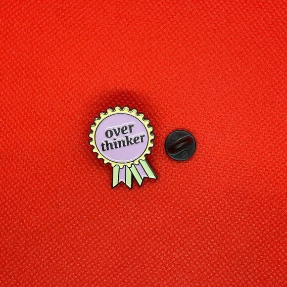 Over Thinker Award Ribbon Pin Brooch - Picture 1 of 2